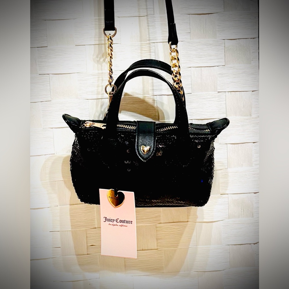 Juicy Couture Black Sequins Mini Bag with Gold Accents.